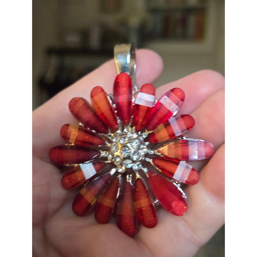 Roman Avon Orange Red Glass Pendant Vintage